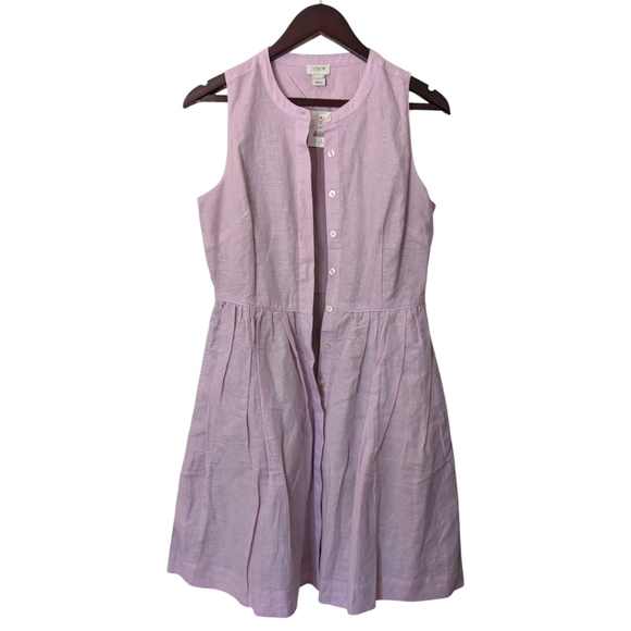 J. Crew Shirt-Dress in Vintage lilac Linen-Cotton Dress Size 4 NWT Style L6939 - Picture 4 of 7